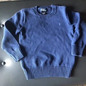 POLO by RALPH LAUREN BOY'S STEEL BLUE PULLOVER SWEATER SZ 7 USA 100% COTTON - Picture 1 of 7