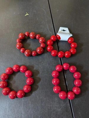 precioso juego de 4 pulseras de madera pintadas de 8 mm Foto 1 de 4