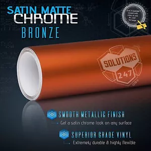 Película de vinilo metálico satinado mate cromo bronce pegatina libre de aire 36"" x 60"" pulgadas - Imagen 1 de 8