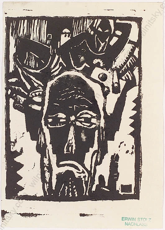 Erwin Stolz (1896-1987) "Profeta", pochoir con tinta india, años 20 Foto 1 de 1