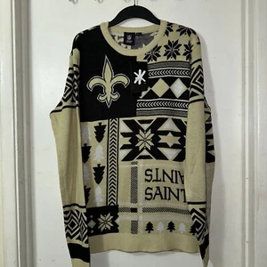 New Orleans Saints Ugly Christmas Sweater Men’s Size Large New With Tags - Picture 1 of 10