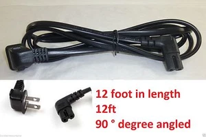 Extra Long 12ft 12 Foot Feet US 2 pin angled power cord For Samsung LCD LED TV'S - Picture 1 of 2