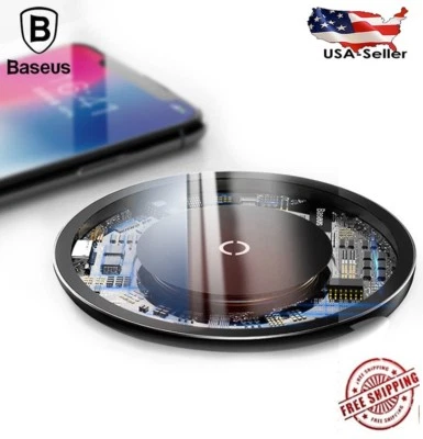 Baseus Qi Wireless Charger ChargingPad Visible for Samsung iphone15- Us Seller - Image 1 of 4