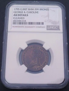 1795 Great Britain, George  and Caroline, NGC AU details, BHM -399,  nice  medal - Picture 1 of 4