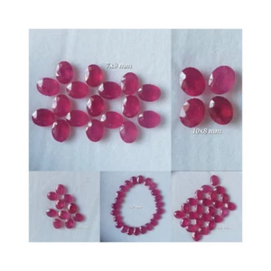 2 Piece Natural Red Pink Ruby Oval Faceted Cut Stone/RJS-442 - Picture 1 of 6