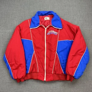 Vintage Nascar Jacket Mens Large Red Team Budweiser Insulated Bomber 80s USA - Picture 1 of 14