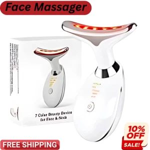 7 Colours Neck Face Lifting Massager Skin Tighten Device LED Anti Wrinkle Beauty - Picture 1 of 10