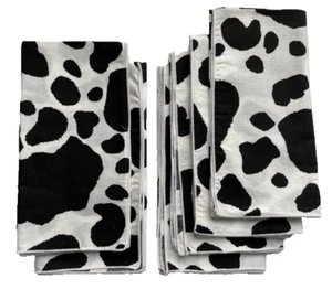 Set of 6 Black & White Cow Spots extra large 21" Napkins - Picture 1 of 2