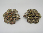 Set of 2 Antique Silver Plated Copper Filigree Large Cloak Cape Clasp Hand made