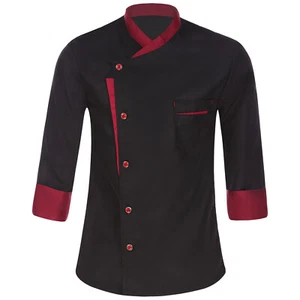 Men's Chef Coat Long Sleeve Chef Jacket Double Breasted Kitchen Cook Top Uniform - Picture 1 of 63