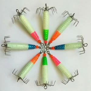 8x West/Ostküste Tintenfisch Vorrichtung - 2/3 Unzen mit 4 Farben, super leuchtend im Dunkeln, WA/MA/FL - Bild 1 von 10