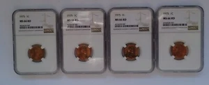1975 MS 66 RD NGC U.S / United States 1c Lincoln Memorial Cent T42 - Picture 1 of 2