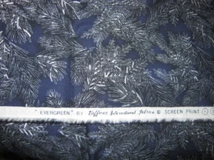 EVERGREEN by Hoffman Fabrics Pine Boughs In Navy Blue & Silver 3/4 Yard x 44" - Picture 1 of 3