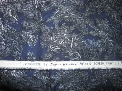 EVERGREEN by Hoffman Fabrics Pine Boughs In Navy Blue & Silver  3/4 Yard x 44" - Image 1 of 3