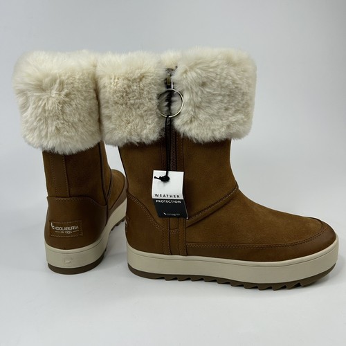 Stivali Koolaburra By Ugg Australia Tynlee stivaletti ecopelle pelle castagno 5 nuovi