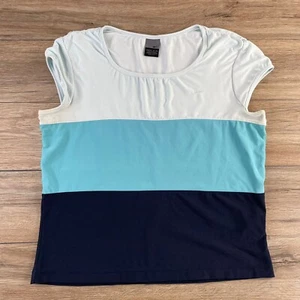 Vintage Nike Shirt XL 16-18 Blue Youth Striped Dri-Fit Short Sleeve Used #12 - Picture 1 of 10