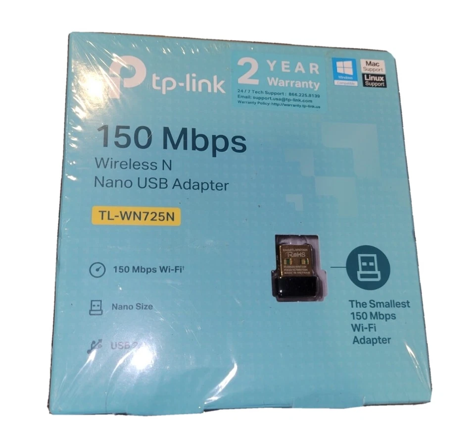 TP Link Wireless N Nano USB Adapter - TL-WN725N - 150Mbps USB 2.0 - Image 1 of 1