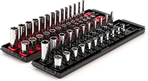 TEKTON 1/4 Inch Drive 6-Point Socket Set with Rails, SAE / MM 50-Piece -SHD90215 - Picture 1 of 3