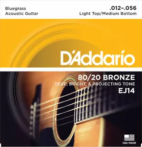 D'Addario EJ14 80/20 Bronze Acoustic Guitar Strings Light Top/Med Bottom 12-56 - Picture 1 of 1