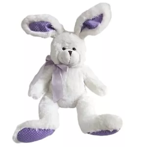 Osterhase Hase Plüschtier Stofftier Anico weiß lila gepunktet große Füße - Bild 1 von 9