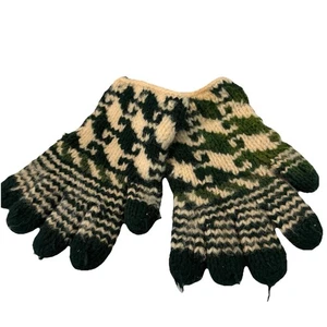 Guantes de lana de invierno verde bosque y crema adulto talla única gruesos Steve & Barry? Usado en excelente estado - Imagen 1 de 5