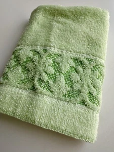 VTG JC PENNEY Lime Green Sculpted Washcloth Towel Mint Mod Flowers USA - Picture 1 of 5