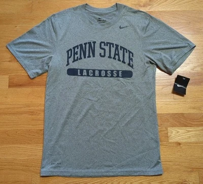 Penn State 男式曲棍球耐克 Dri Fit 衬衫小号海军蓝灰色全新全新带标签 PSU  — 第 1/4 张图片