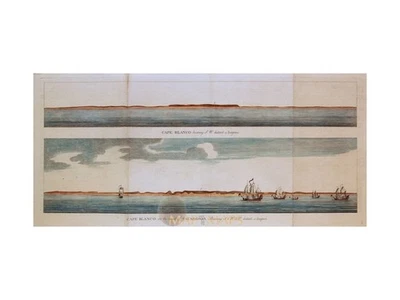 1748 Grabado Argentina - Cabo Blanco, Patagonia, Anson’s Ships & Voyage Foto 1 de 2