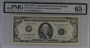 RARE 1977 $100 BILL🌟PMG 65 EPQ (GEM UNC)🌟48 YEAR OLD CHICAGO NOTE🌟BARGAIN BUY - Picture 1 of 2