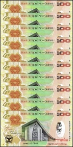 Papua New Guinea 100 Kina, 2008, P-37, UNC Commemorative X 10 PCS - Picture 1 of 2