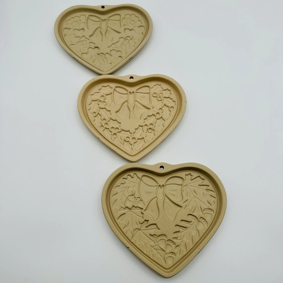 Vtg 2003 Pampered Chef Set Of 3 SEASONS OF THE HEART Mold Press Cookie Candy USA - Image 1 of 4