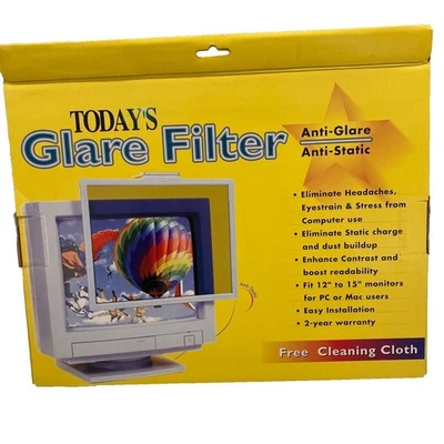 Glare Filter Anti Glare Static For 12" To 15" Monitor + Cleaning Cloth *READ* - Immagine 1 di 4