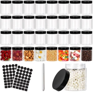 8 oz Clear Plastic Round Jars with Black Lids, 40pcs 8oz 250ml Leak-Proof Wid... - Picture 1 of 6