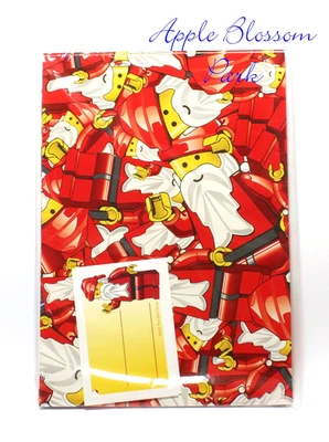 NEW Lego GIFT WRAP WRAPPING PAPER - Christmas Santa Minifig 2 Sheets w/Xmas Tags - Image 1 of 4