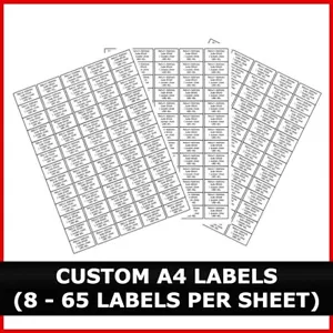 Personalised Address Labels Self Adhesive Pre Printed Sticky Return Label A4 NEW - Picture 1 of 19