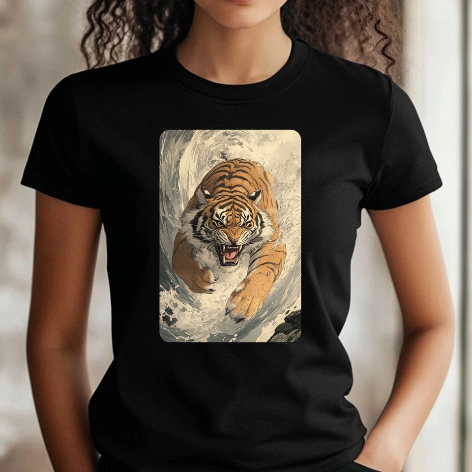 T-Shirt Frauen Tiger im Anime Style Motiv Baumwolle Größe XS bis 3XL - Bild 1 von 1