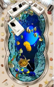3D Fish Unders 91 Floor WallPaper Murals Wall Print Decal AJ WALLPAPER US Carly - Picture 1 of 6