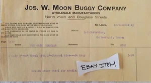 1913 St. Louis Missouri Billhead Moon Bros. Buggy - Bild 1 von 1