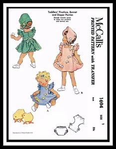 McCalls 1694 Muster BABY MÄDCHEN Kind KLEID Gehrock Schürze MÜTZE Mütze Höschen ~1 - Bild 1 von 8