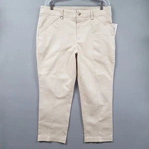 Nanette Lepore Cropped Pants Women's size 16 Soft Beige Slash Pocket - Picture 1 of 9