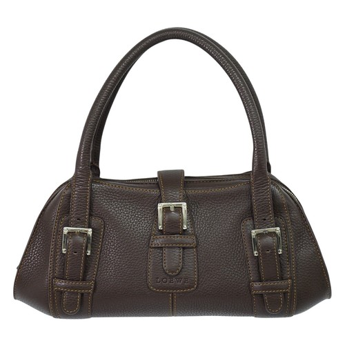 Borsa a mano LOEWE in pelle marrone argento