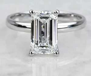 2.50Ct Emerald Cut IGI Certified Lab Grown Diamond Wedding Ring 14K White Gold - Picture 1 of 9