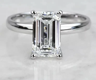 2.50Ct Emerald Cut IGI Certified Lab Grown Diamond Wedding Ring 14K White Gold - Image 1 of 4