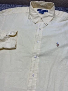 Ralph Lauren Oxford Shirt Mens 17-36 Yellow Yarmouth Cotton OCBD Flesh Pony - Picture 1 of 7