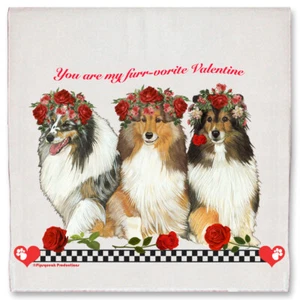 Shetland Sheepdog Sheltie Dog Valentine's Day Kitchen Dish Towel Pet Gift - Picture 1 of 1