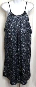 Vintage Ny & Co Silky Satin Cami slip dress 12 Blk Blue knee Lingerie Fairy Y2K - Picture 1 of 9