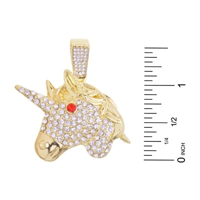 男式女式 Iced Out CZ 独角兽吊坠 20 英寸绳链嘻哈项链 HC 1360G — 第 1/2 张图片