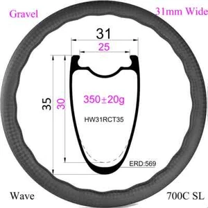 700C Gravel Road Bike Disc Brake Rim 24Holes Tubeless Bicycle Wave Carbon Wheels - Picture 1 of 10