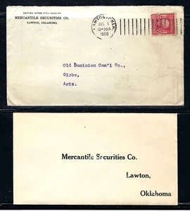 1908 LAWTON OKLAHOMA - MERCANTILE SECURITIES LETTER TO GLOBE ARIZONA - RECEIVER - Picture 1 of 3