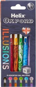 x 6 Pens Helix Oxford Illusions Coloured Ink Six unique pen designs - Picture 1 of 5